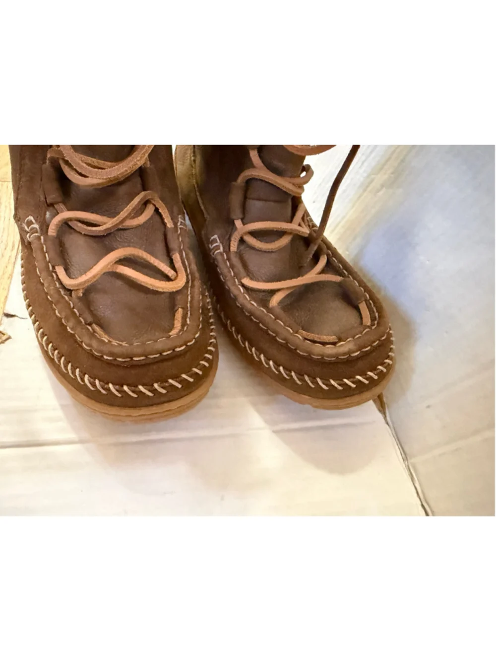 L.L.Bean Brown Shearling Leather Winter Boots Women’s US 10 M Lace Up Lamb Fur M